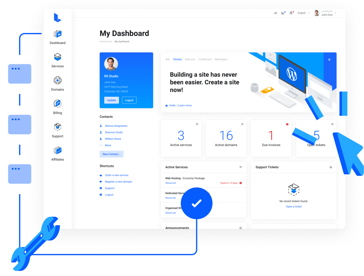 Shared Hosting - Super easy control panel to manage all your services